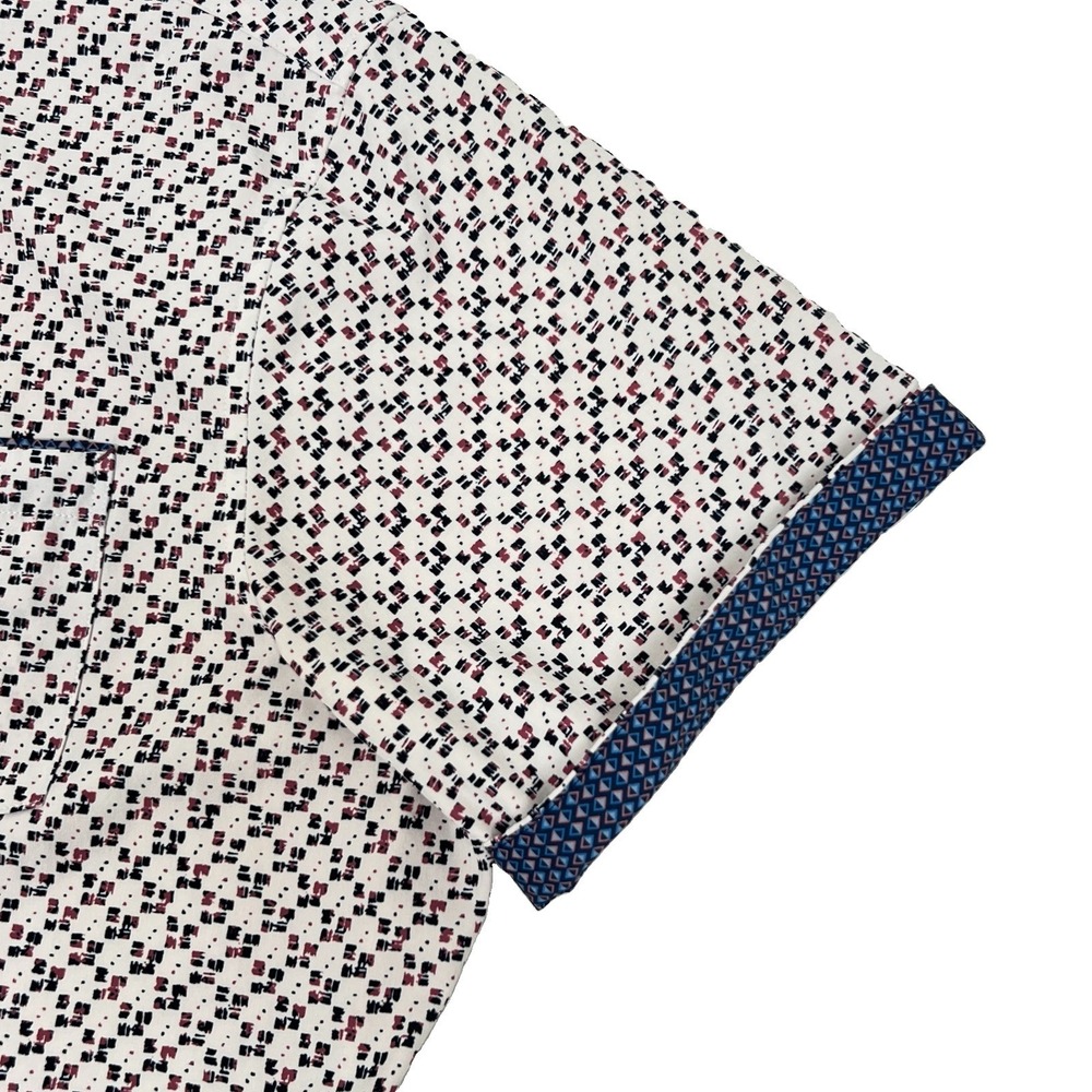 7 Diamonds 4 Way Stretch Geometric White Freedom Train Shirt Mens XL Button Up - Picture 3 of 10